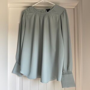 Ann Taylor Long Sleeve Bouse with Smocking in Seafoam - L